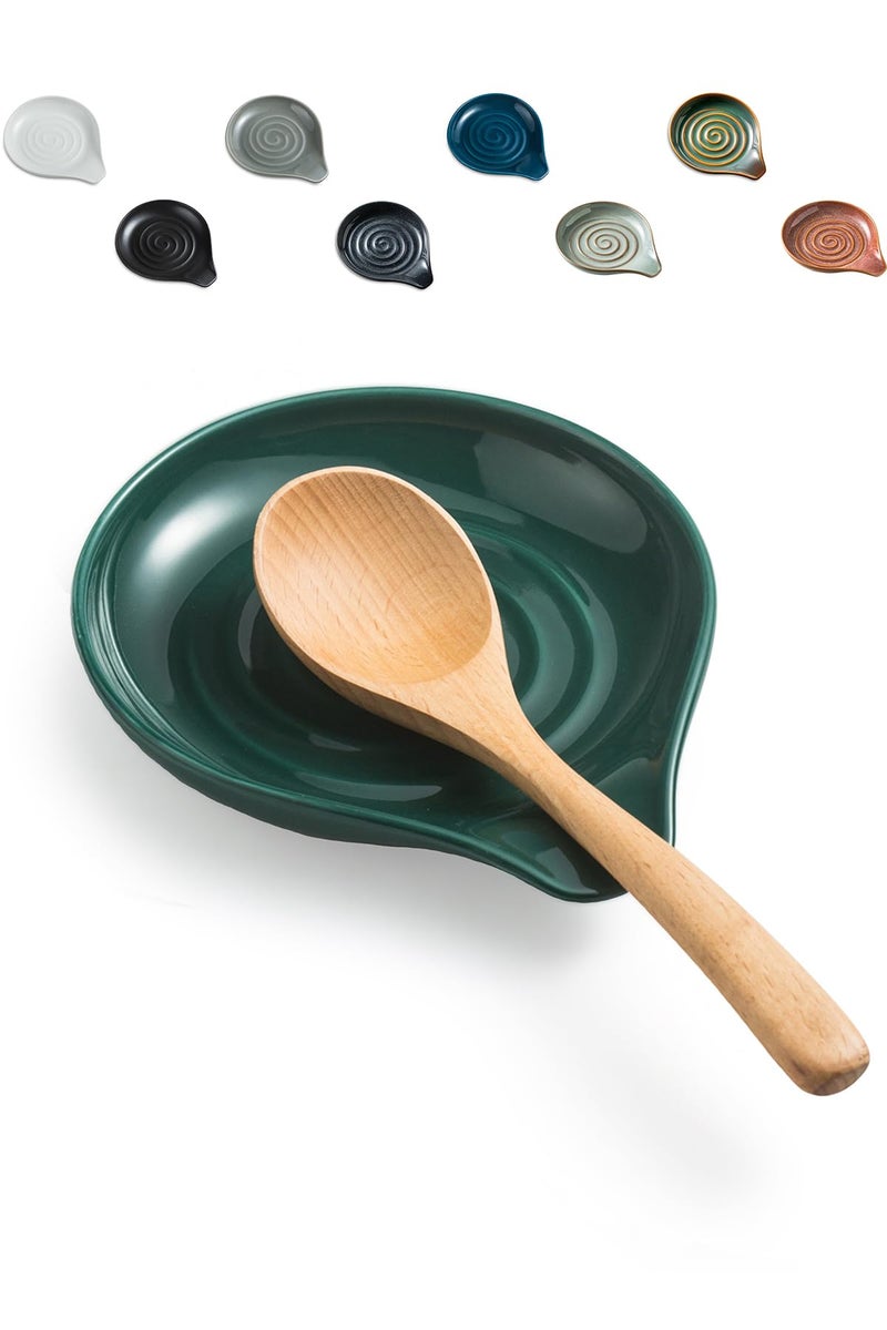 LAUCHUH Spoon Rest for Stove Top Cooking Spoon Holder for Kitchen Countertop Large Holder for Spatula  Spoons or Tongs  Farmhouse Decor  Christmas Gifts  Green - Image 1